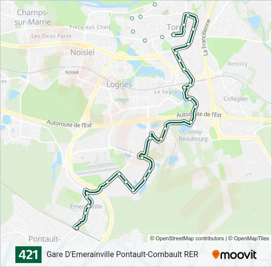 421 Bus Line Map