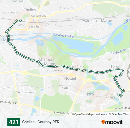 421 Bus Line Map