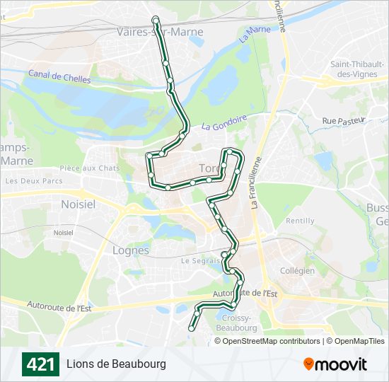Plan de la ligne 421 de bus