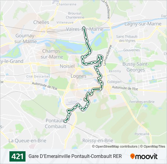 Plan de la ligne 421 de bus