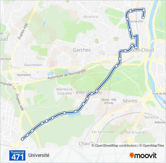 Plan de la ligne 471 de bus