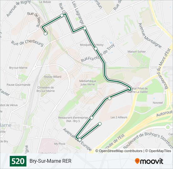 Mapa de 520 de autobús