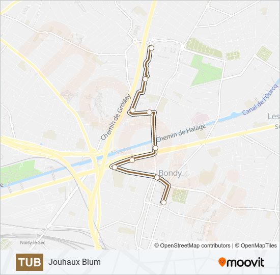 Plan de la ligne TUB de bus