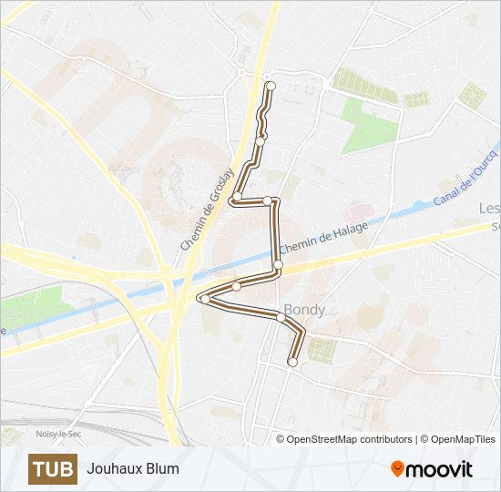 Plan de la ligne TUB de bus