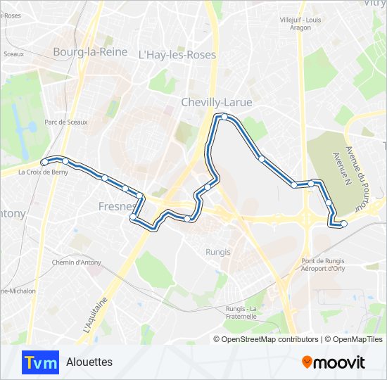 Plan de la ligne TVM de bus