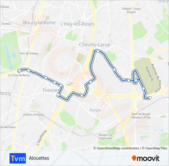 Plan de la ligne TVM de bus