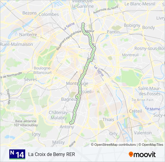 n14 Itinéraire: Horaires, Arrêts & Plan - La Croix de Berny RER (mis à ...