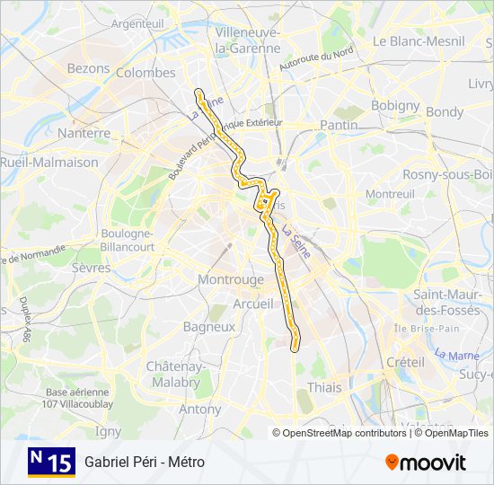 Mapa de N15 de autobús