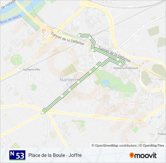 N53 bus Line Map