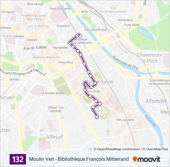 132 bus Line Map