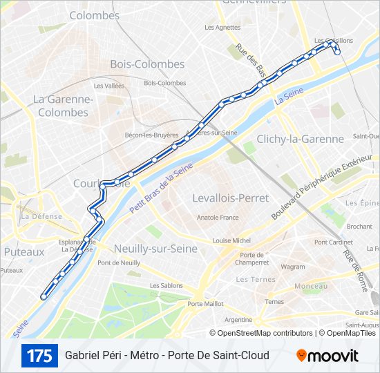 Plan de la ligne 175 de bus