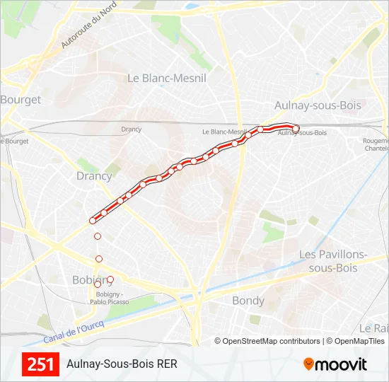 251 Bus Line Map