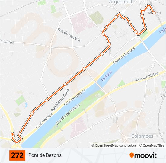 272 Itinéraire Horaires, Arrêts & Plan Pont de Bezons (mis à jour)