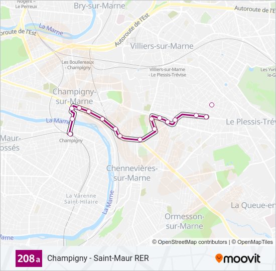 208A bus Line Map