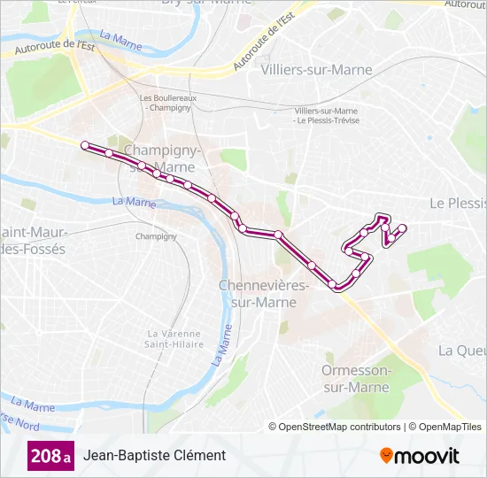 208B Bus Line Map