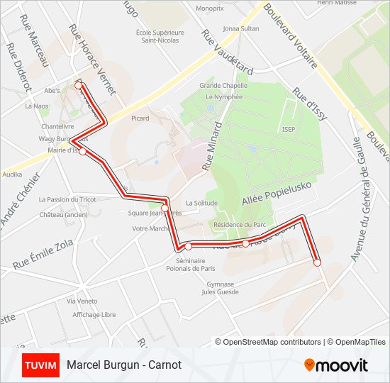 Plan de la ligne TUVIM de bus