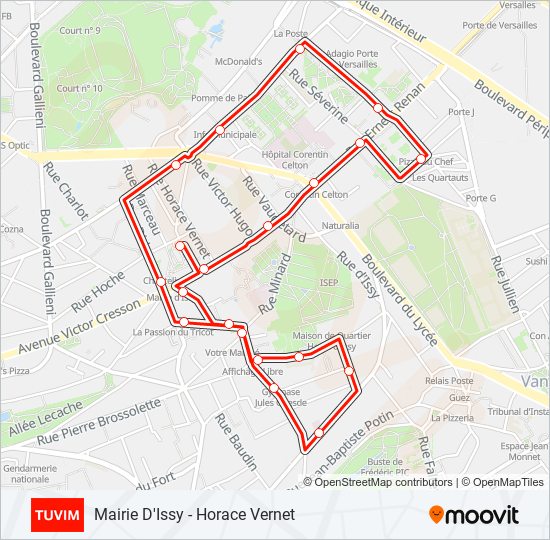 Plan de la ligne TUVIM de bus