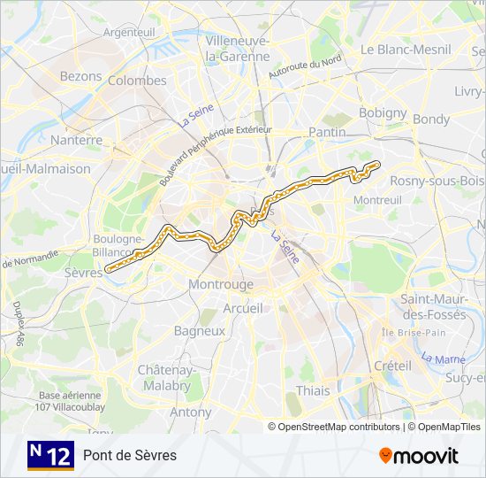 N12 bus Line Map