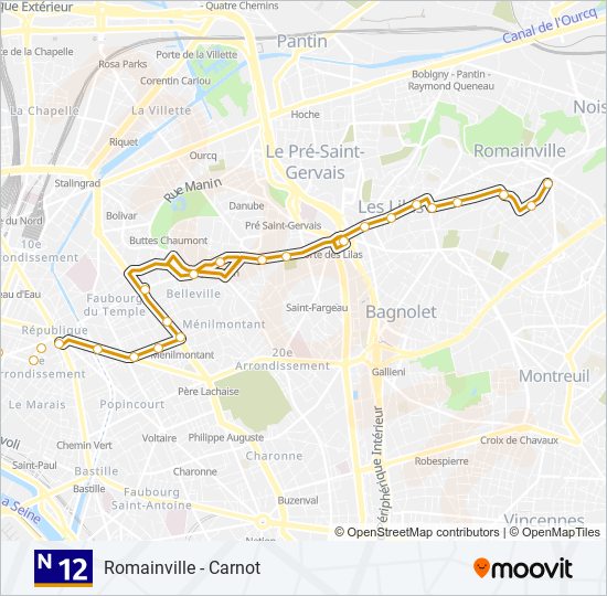 N12 bus Line Map