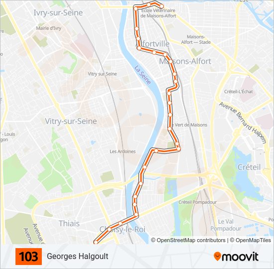 103 Bus Line Map