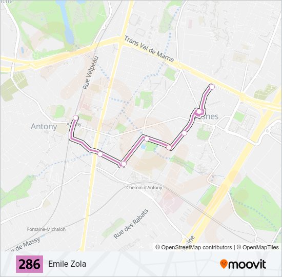 286 Bus Line Map