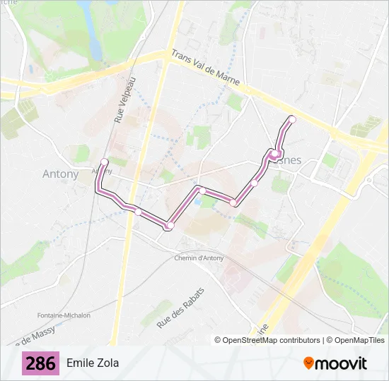 286 Bus Line Map