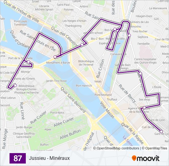 Plan de la ligne 87 de bus