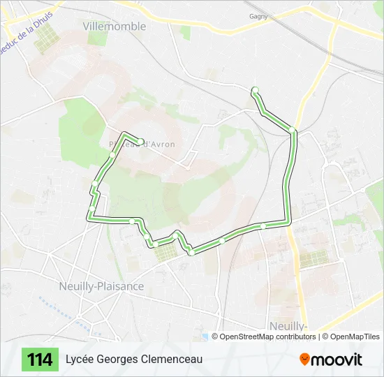 Plan de la ligne 114 de bus