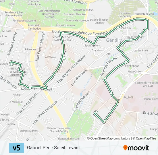 V5 Bus Line Map