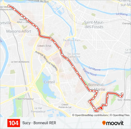 104 Bus Line Map