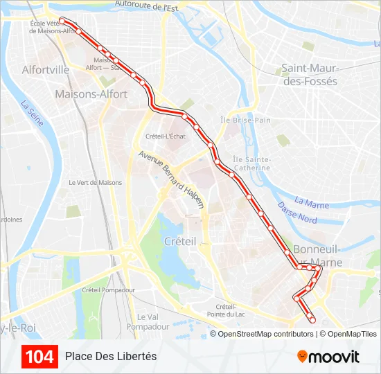 104 Bus Line Map