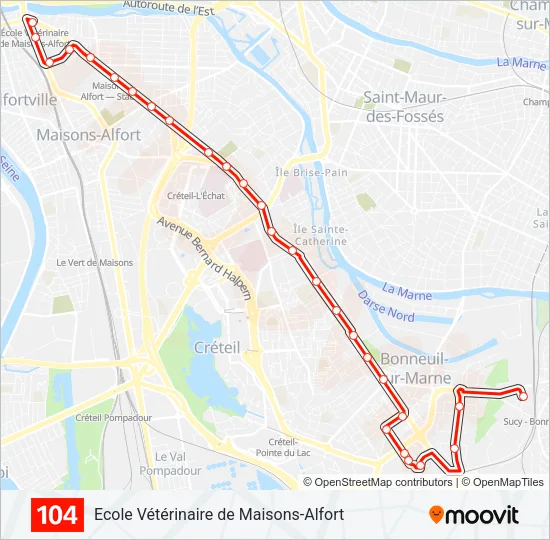 104 Bus Line Map