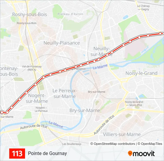 Plan de la ligne 113 de bus
