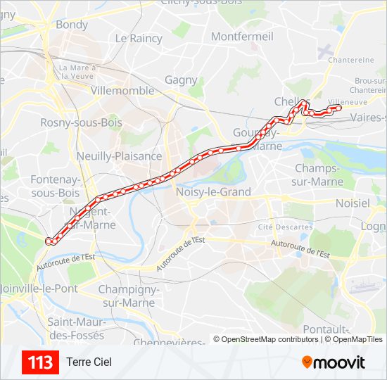 Plan de la ligne 113 de bus