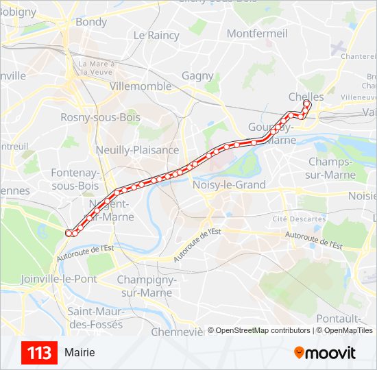 Plan de la ligne 113 de bus