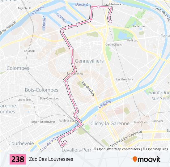 Plan de la ligne 238 de bus