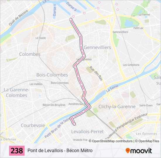 Plan de la ligne 238 de bus