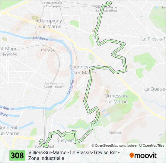 308 Bus Line Map
