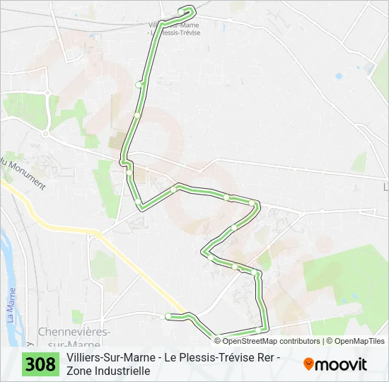 308 Bus Line Map