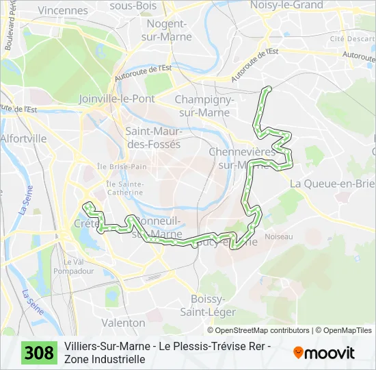 308 Bus Line Map