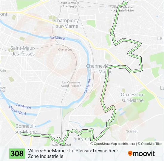 308 Bus Line Map