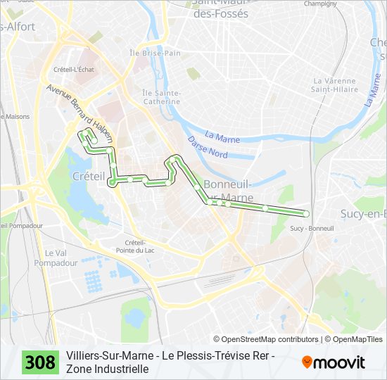 308 bus Line Map