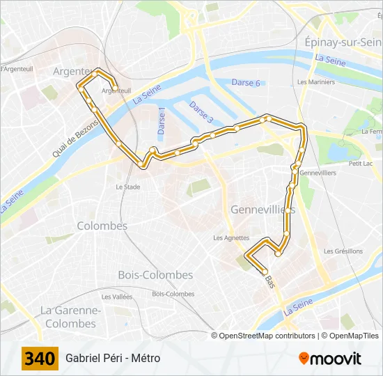 340 Bus Line Map