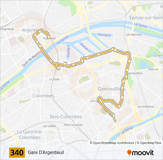 Plan de la ligne 340 de bus