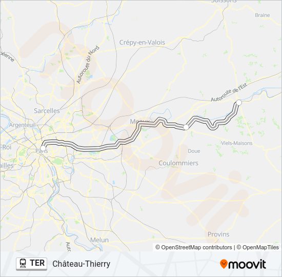 Plan de la ligne TER de train