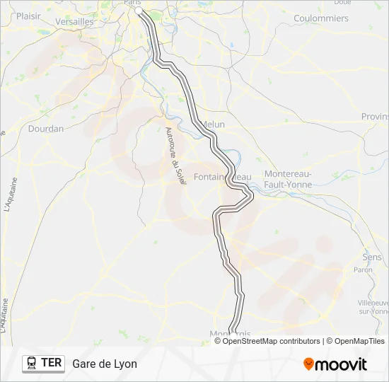 Plan de la ligne TER de train