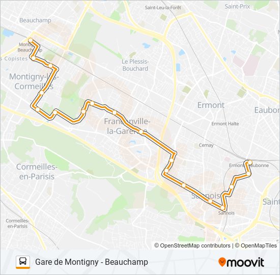 Plan de la ligne 95-29 de bus