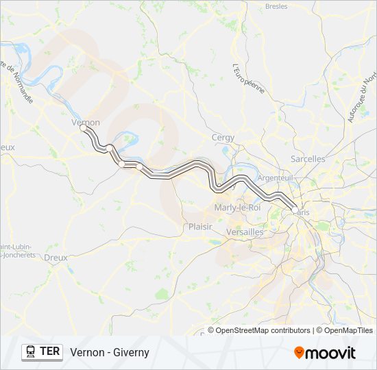 Plan de la ligne TER de train