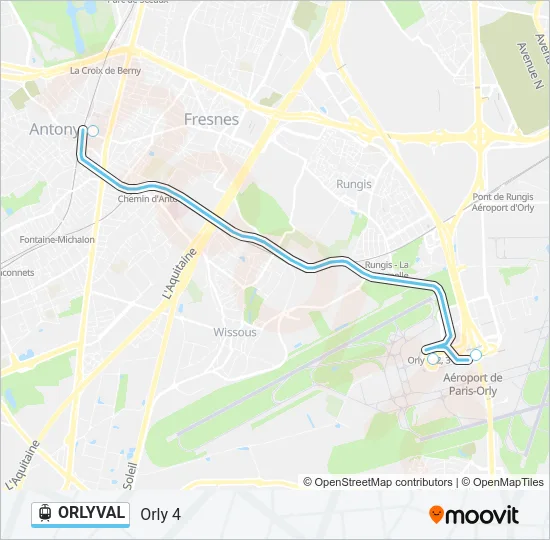 ORLYVAL Light Rail Line Map