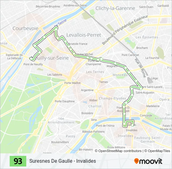 93 Bus Line Map